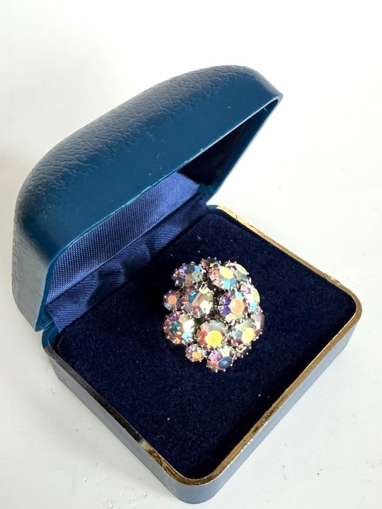 Sarah Coventry Jewelry - Vintage 1960s Sarah Coventry Aurora Borealis Cocktail Ring Size 6